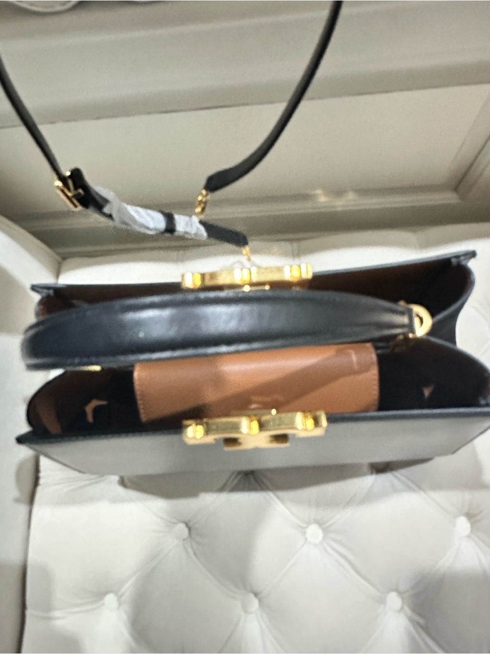 Tory Burch Black Leather Top-Handle Satchel with Gold Hardware - Picture 2 of 10